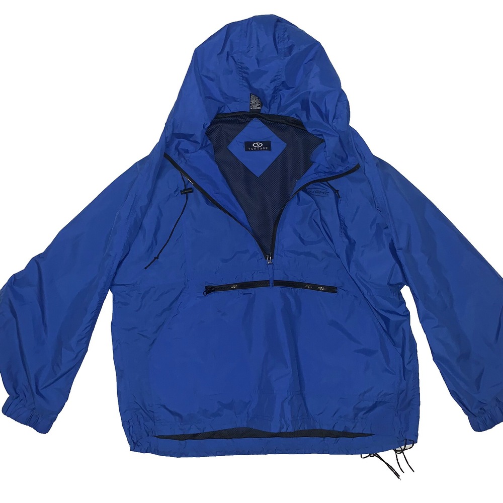 Bud Light Platinum Blue Mens Large Rain Coat Hooded Windbreaker Jacket 3 qtr zip